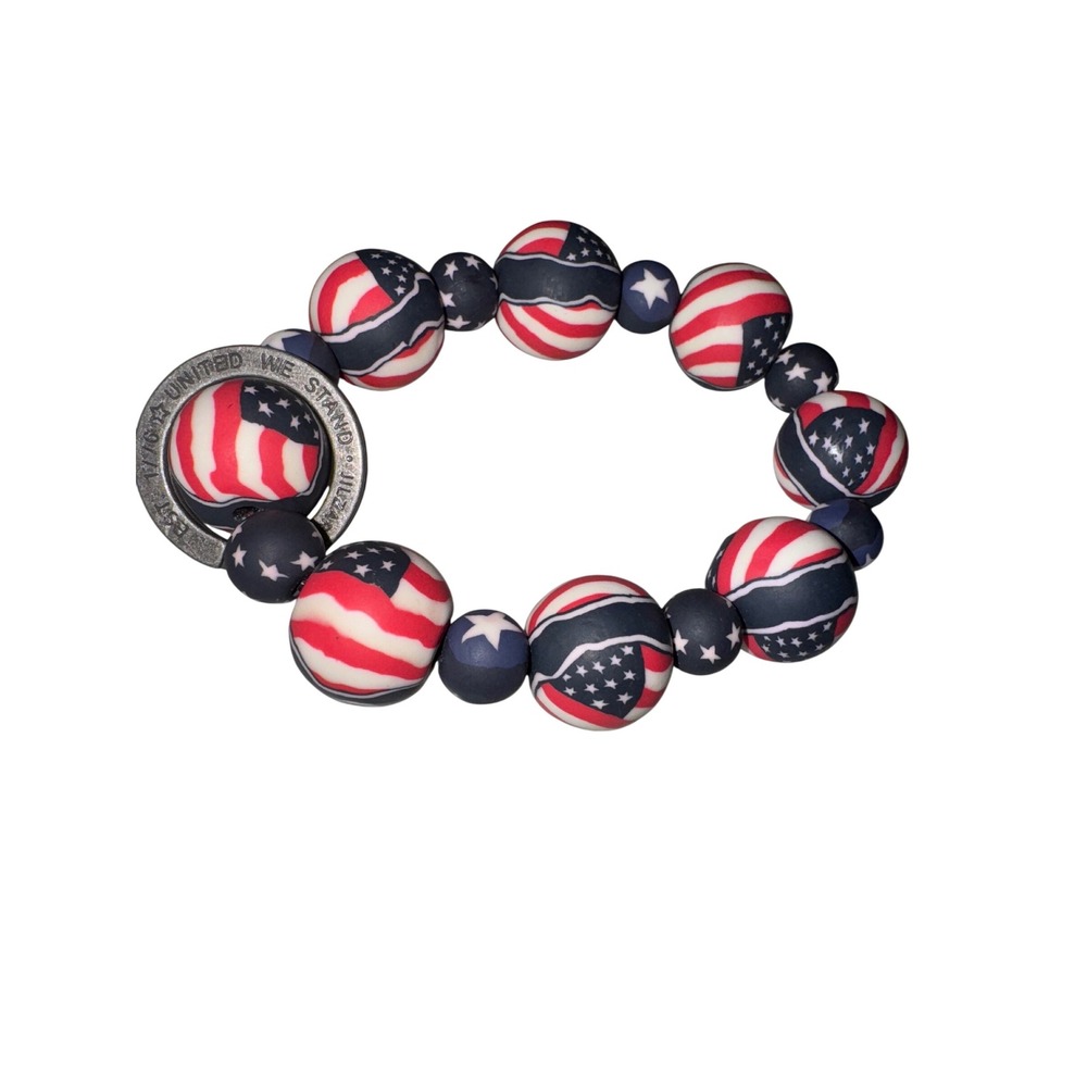 USA Wrist Keychain Home Of The Brave logo‎ one size fits most